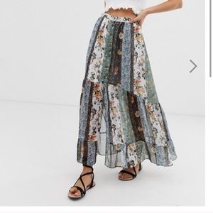NWOT ASOS Button-Front Floral Prairie Maxi Skirt